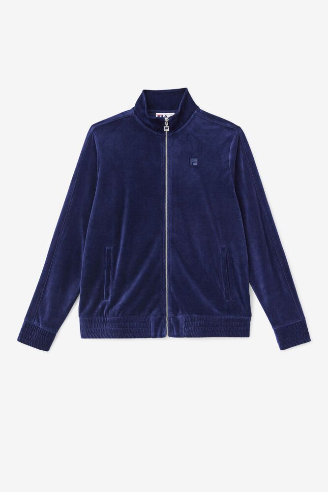 Fila Jacket Mens Navy - Deverall Velour - Philippines 1236589-SI